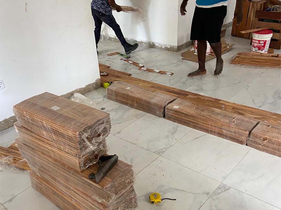 Exotic hardwood flooring Manufacturing - Calcitbond Products Limited - exotic hard wood flooring Manufacture in Abuja - Exotic Hardwood Flooring - Exotic hardwood floor maintenance - Exotic hardwood floor installation - Lifecamp Abuja project 6