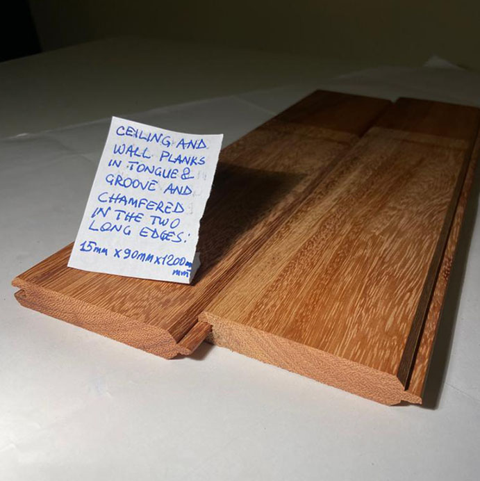 Calcitbond Products - Ceiling and Wall Planks in Tongue & Groove and Chamfered in the two long edges 15mm x 90mm x 1200 mm