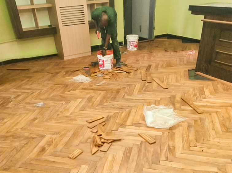 hardwood flooring - Hardwood Flooring Installation - Abuja Maitama Lounge 2