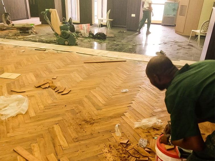 hardwood flooring - Hardwood Flooring Installation - Abuja Maitama Lounge 4